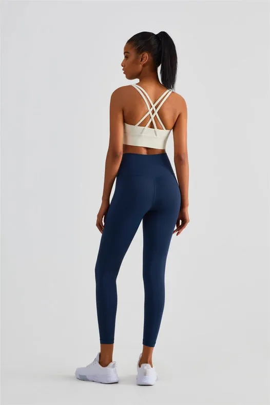 Naomi Cross Over High Waist Leggings Navy