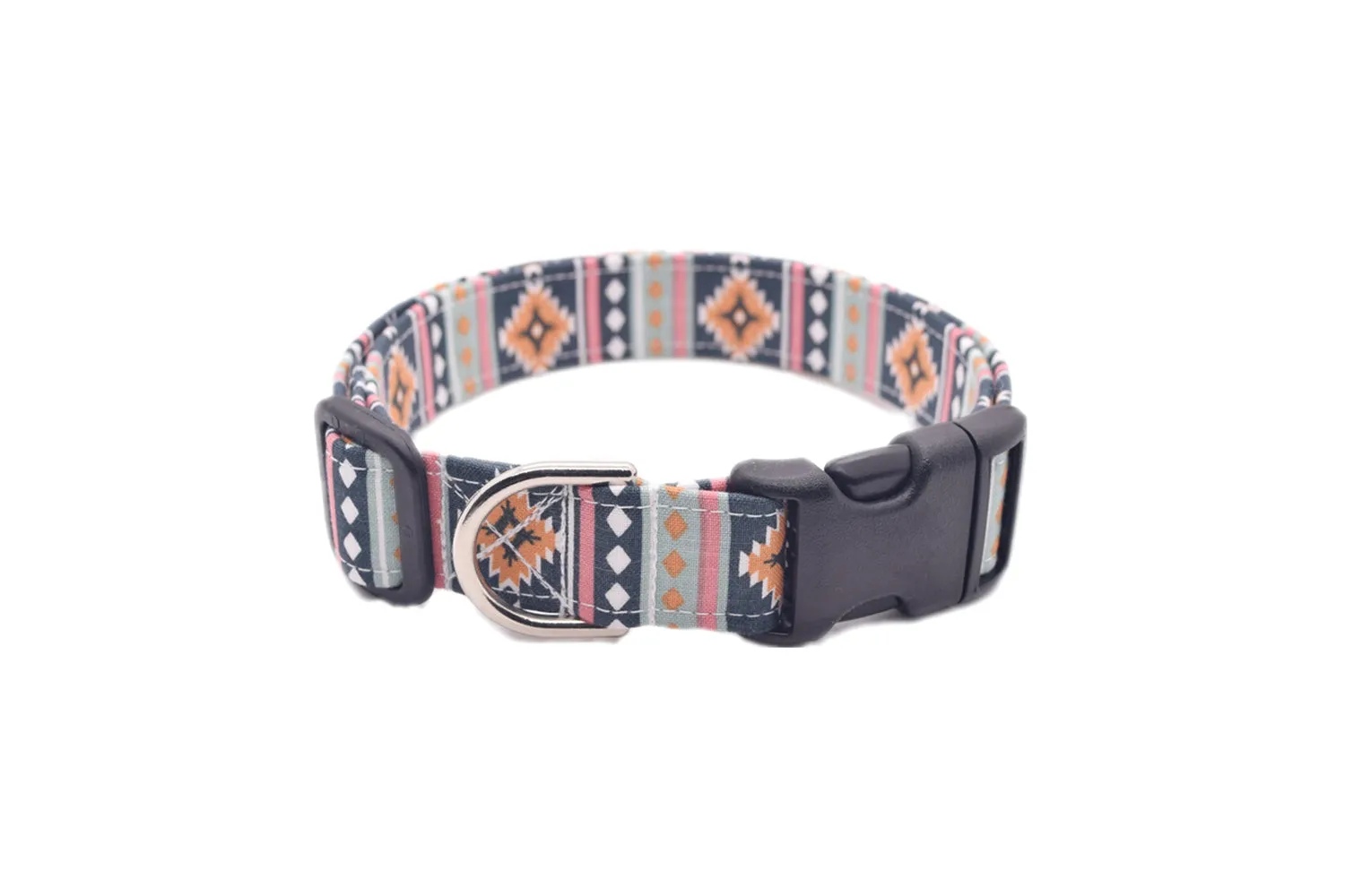 Navy Blue Multicolor Southwest Tribal Dog Collar