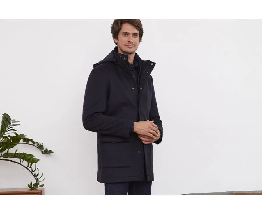 Navy Men&#039;s cashmere wool coat - GRELLAN