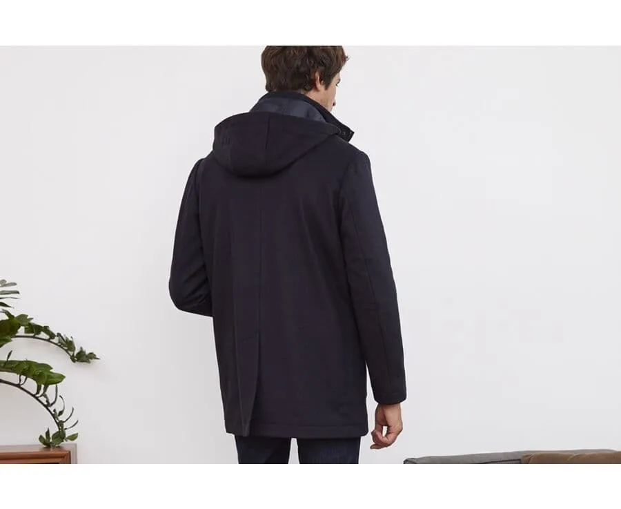 Navy Men&#039;s cashmere wool coat - GRELLAN