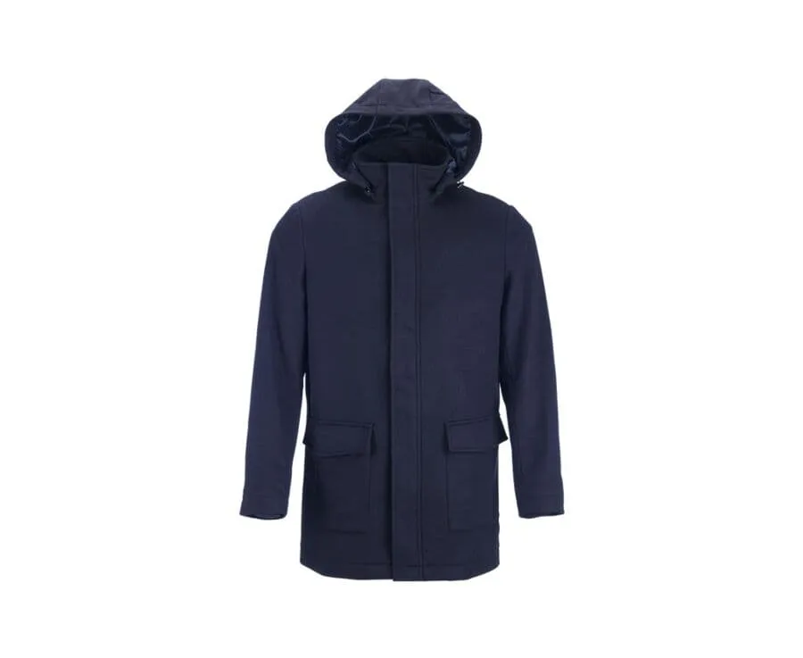 Navy Men&#039;s cashmere wool coat - GRELLAN
