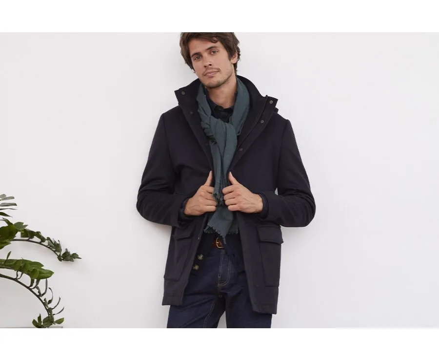 Navy Men&#039;s cashmere wool coat - GRELLAN
