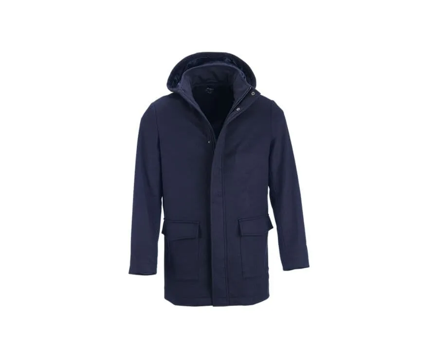 Navy Men&#039;s cashmere wool coat - GRELLAN
