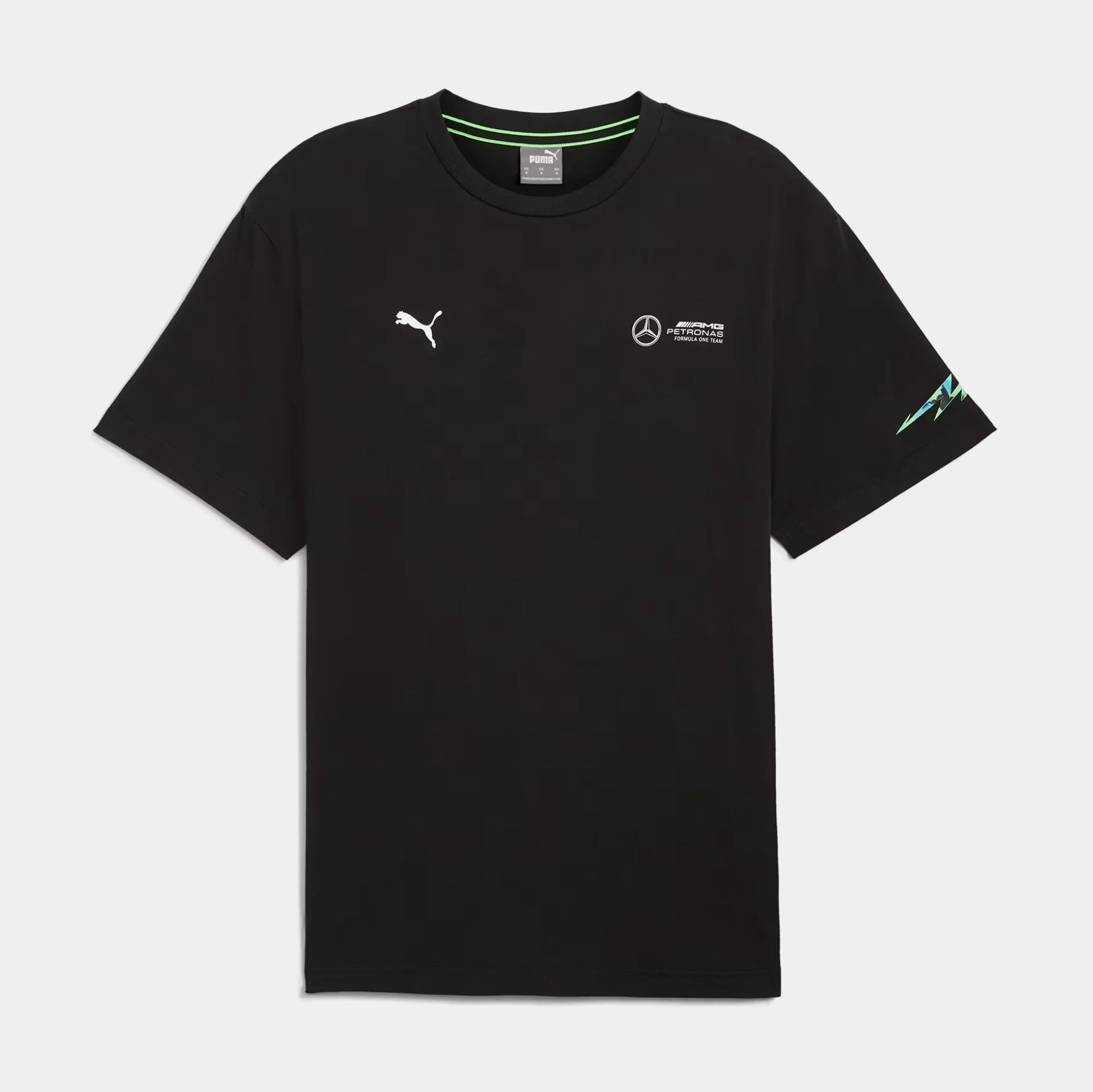 Neon Energy Mercedes AMG Petronas F1  Mens Short Sleeve Shirt (Black/Green)