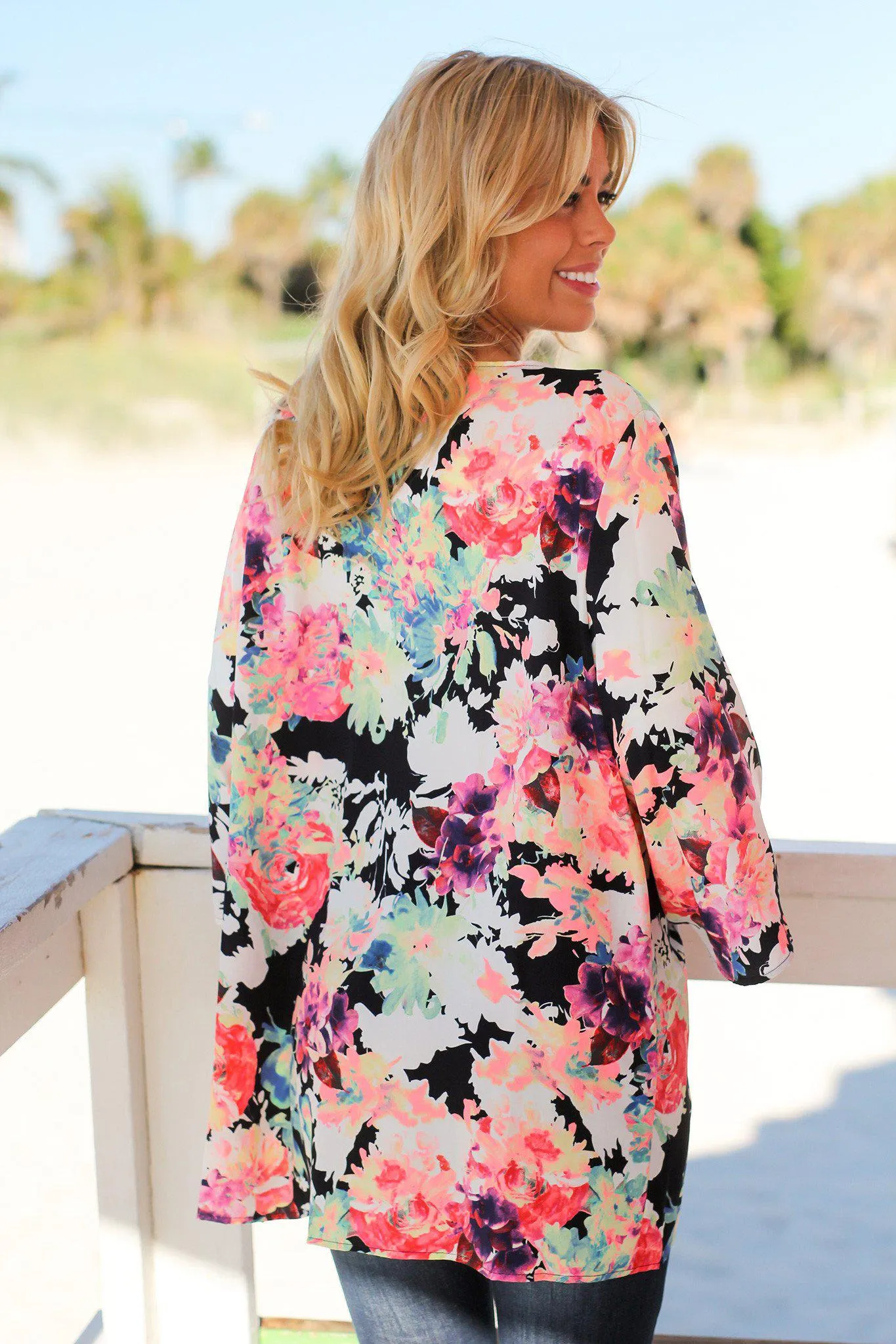 Neon Floral Kimono