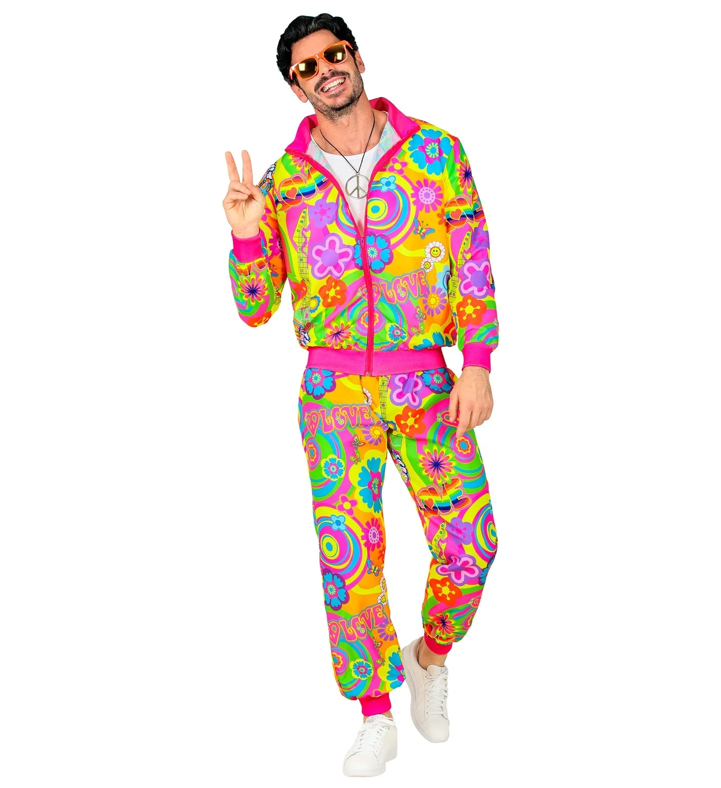Neon Groovy Love Hippie Tracksuit Costume Unisex