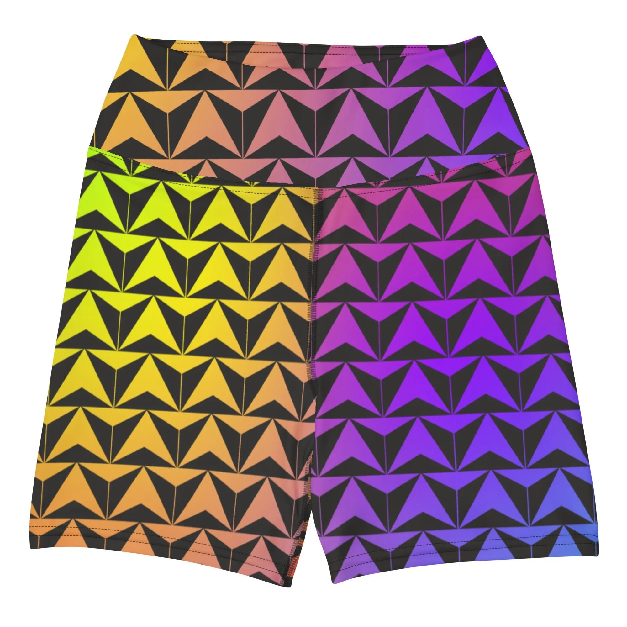 Neon Rainbow Spaceship Future World Inspired Yoga Shorts