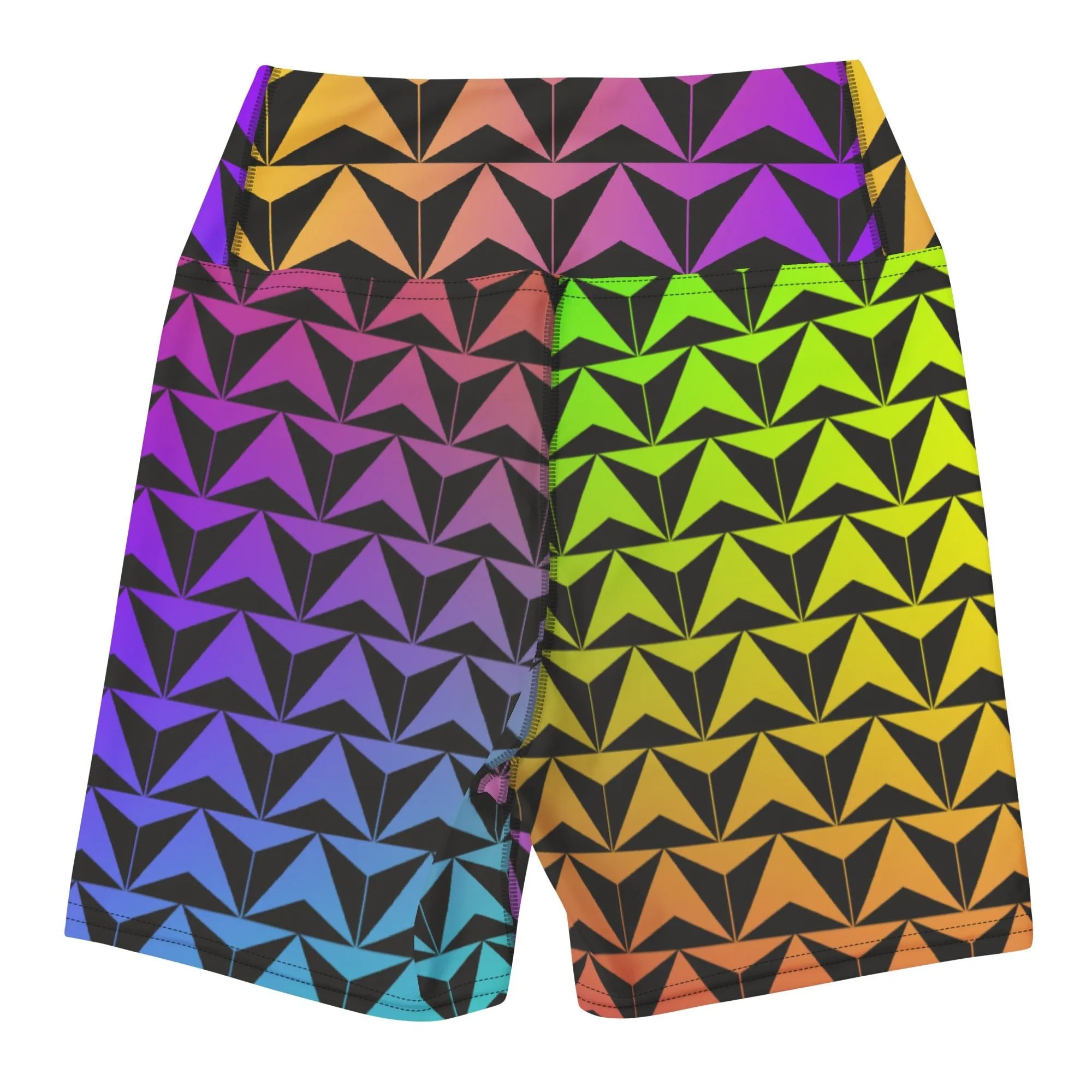 Neon Rainbow Spaceship Future World Inspired Yoga Shorts