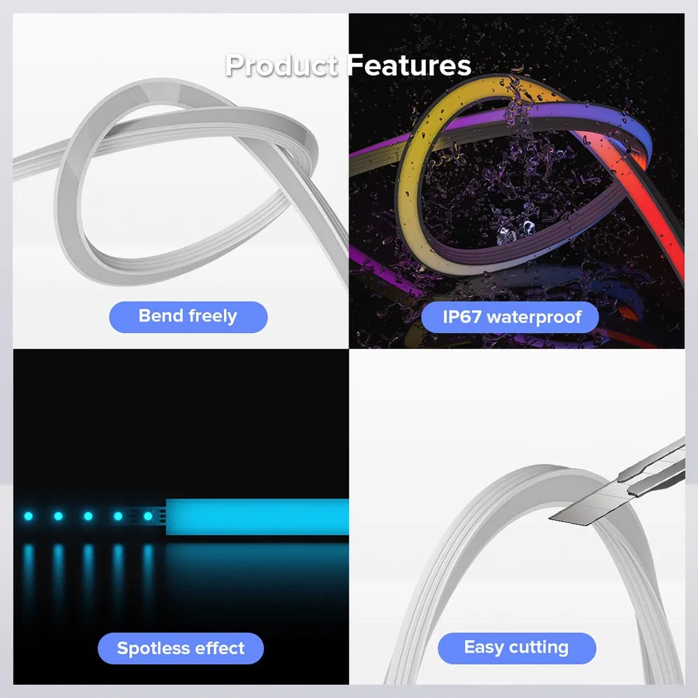 Neon Sign Silica Gel Covering Tube for WS2812B SK6812 LED Light Strip Flexible Soft Spotless Neon