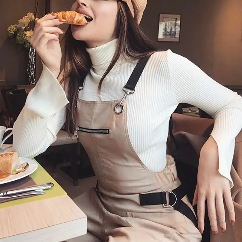 New Jumpsuit fashion zipper strap overall women's multi bag casual pants