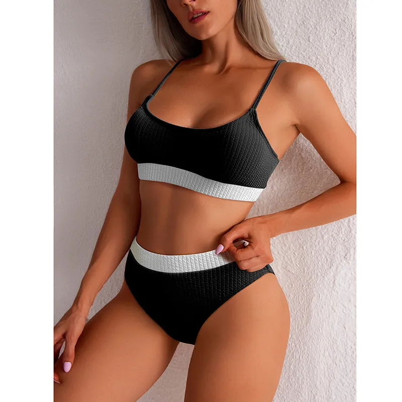 New Ribbed Push Up High Waist Bikini Swimwear