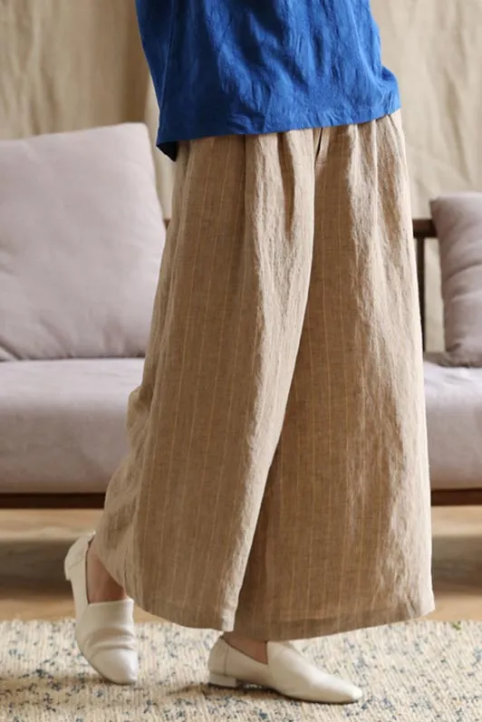 New style loose little above ankle length linen wide leg pants for women summer 190032