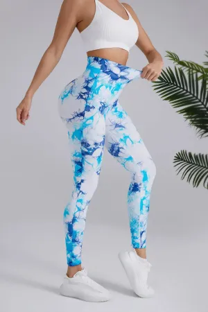 New Tie Dyed Peach Hip Yoga Pants Quick Dry Tight High Waist Semaless Leggings Hip Lifting Running Outdoor Fitness Pants