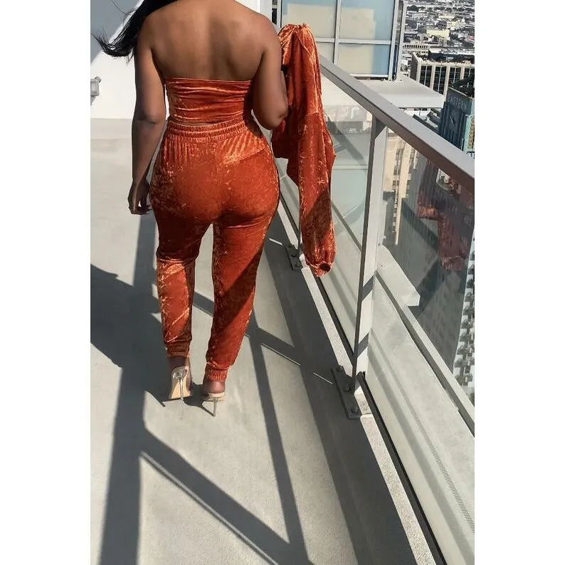 New Women's Three-Piece Velour Crop Top Short Jacket Set Tracksuit/Crop Top with Hood/Y2K Velvet Leisure Set/Street wear/Velour Lounge wear