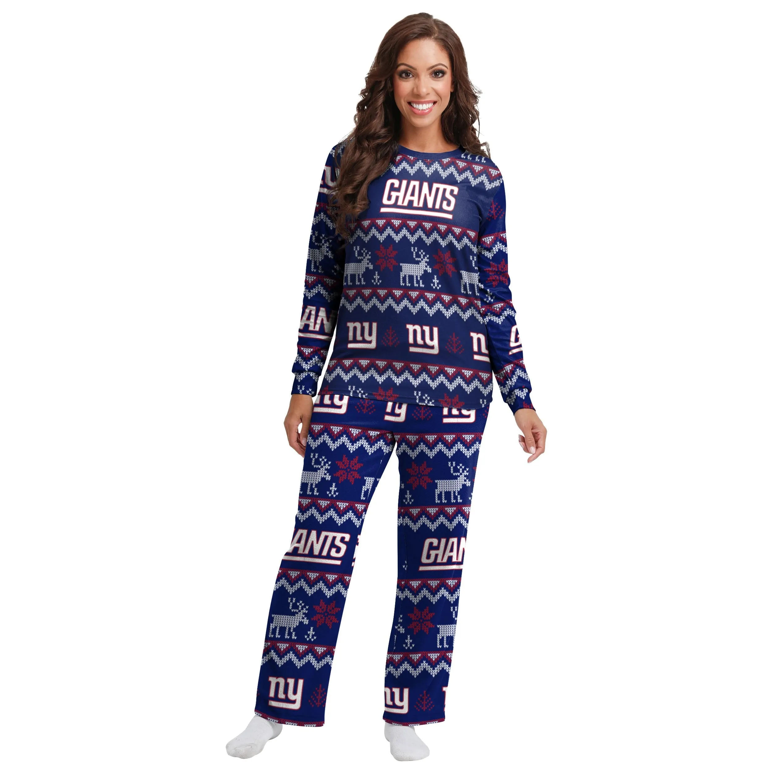 New York Giants NFL Ugly Pattern Family Holiday Pajamas