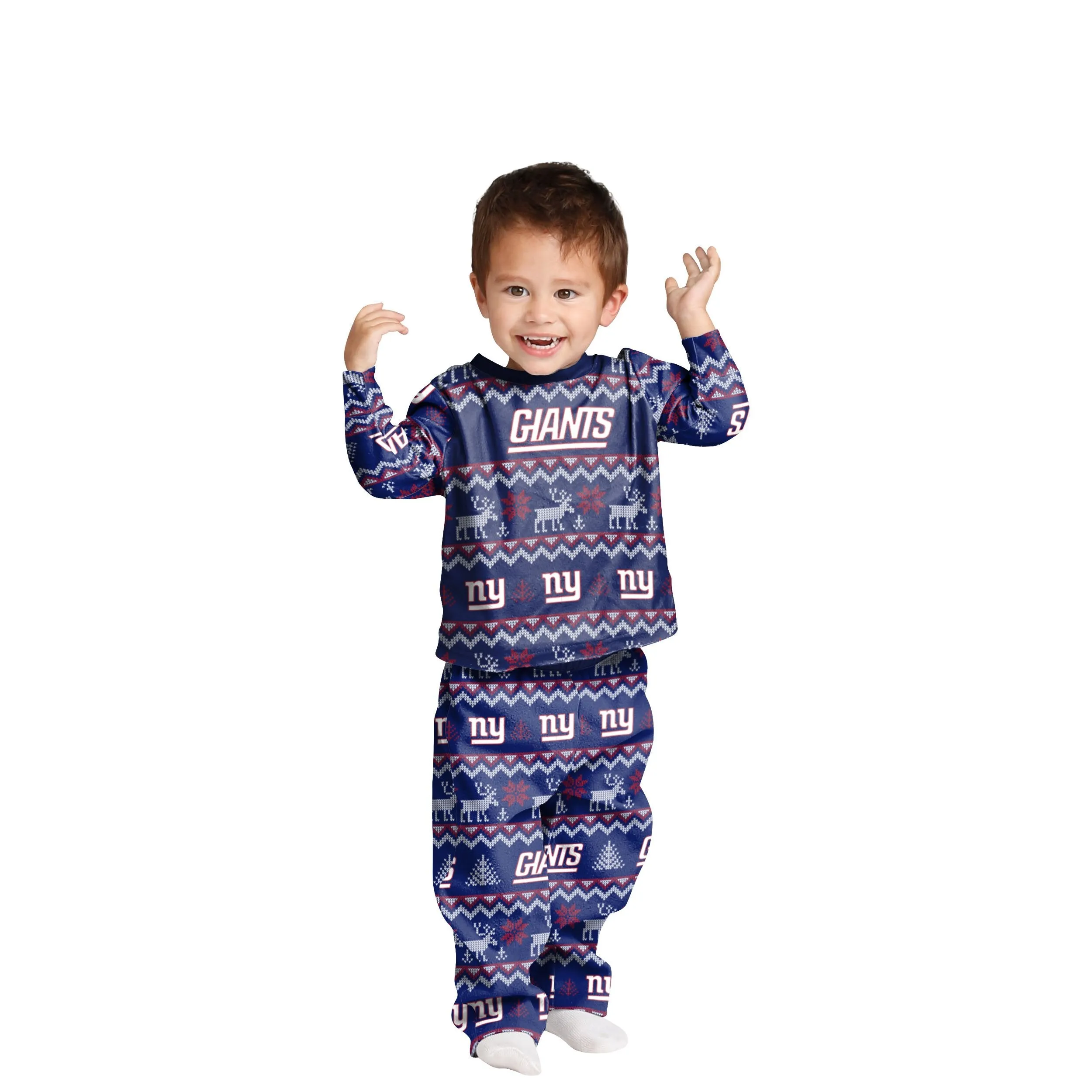 New York Giants NFL Ugly Pattern Family Holiday Pajamas