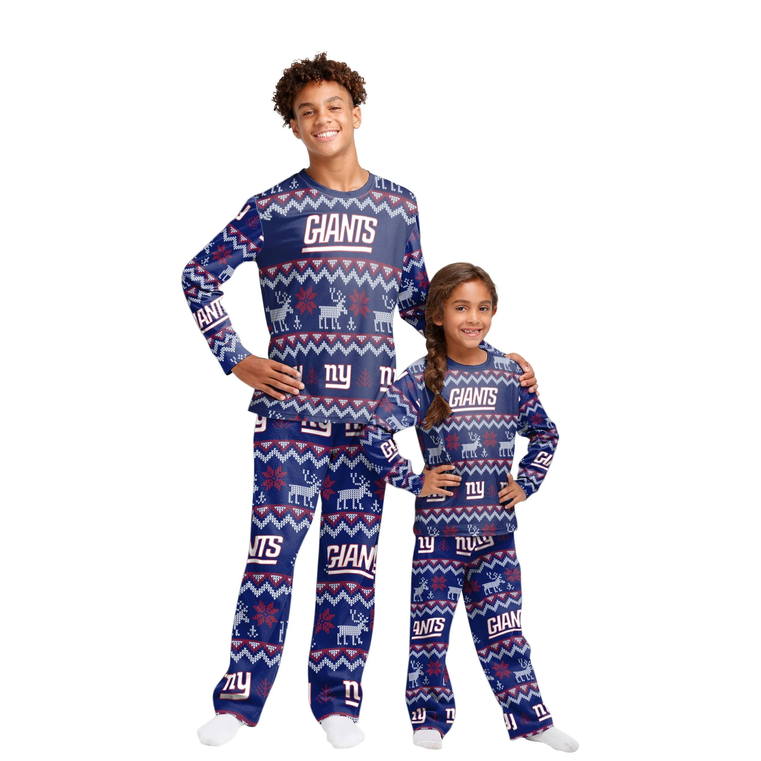 New York Giants NFL Ugly Pattern Family Holiday Pajamas