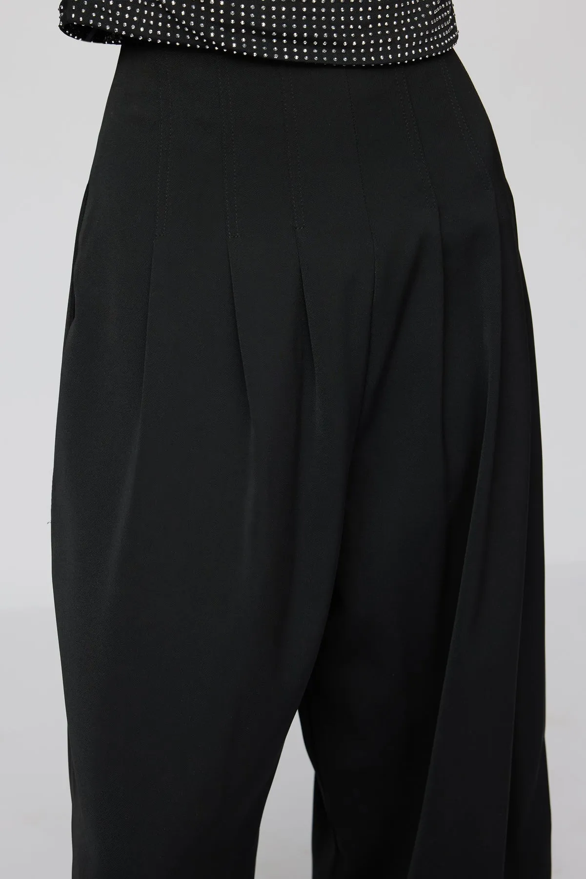 Noble Noir Pleated Corset Korean Pants