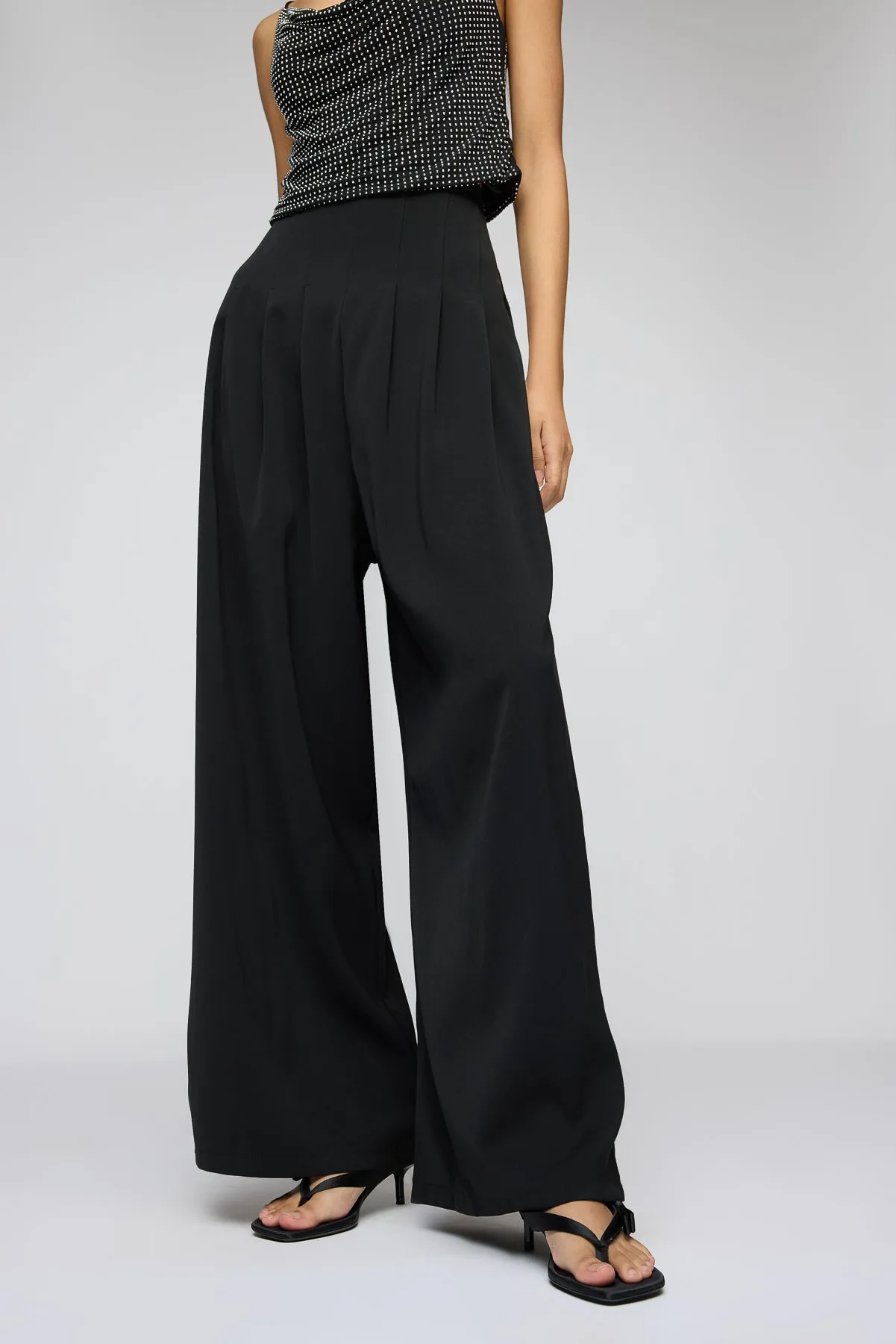 Noble Noir Pleated Corset Korean Pants