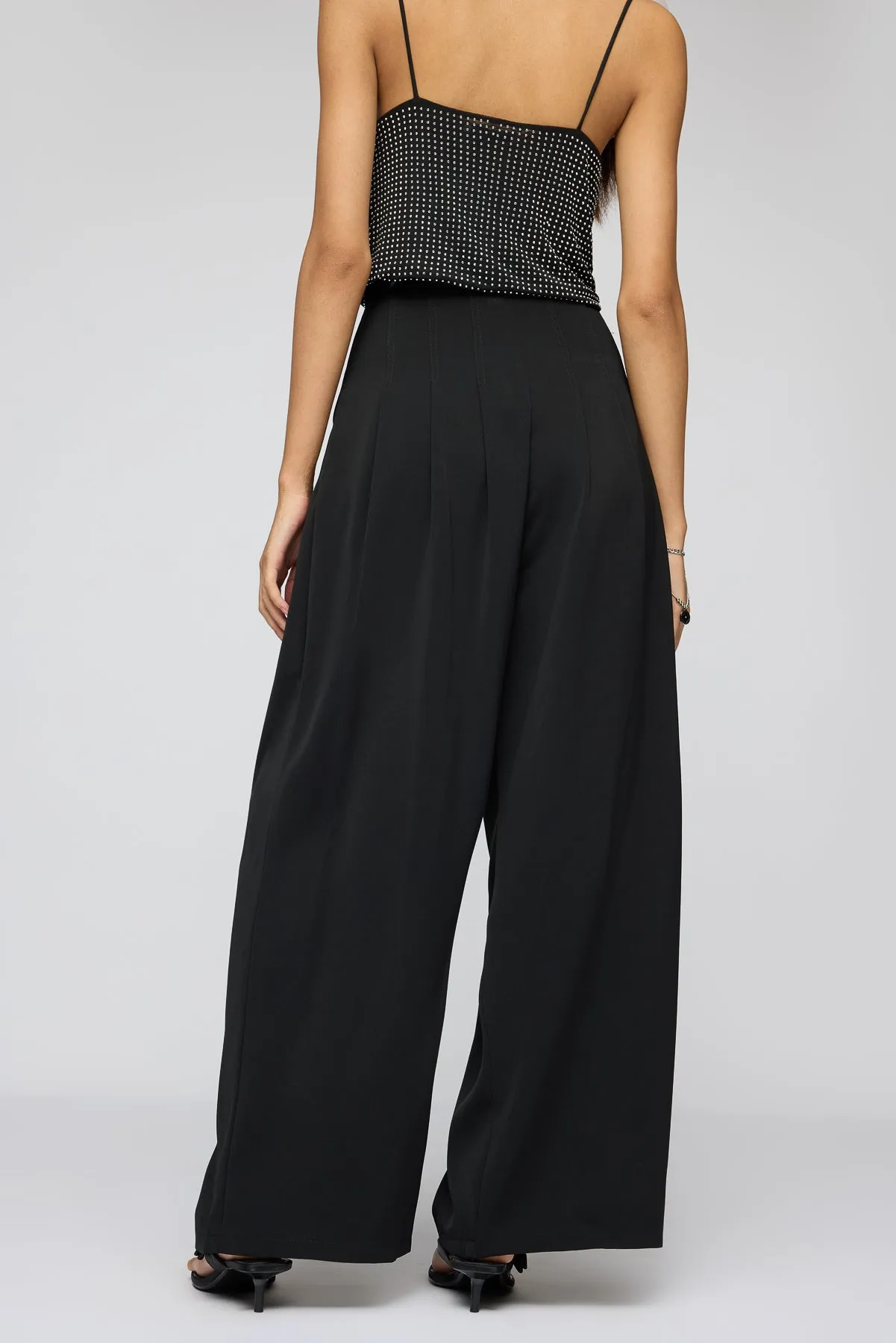 Noble Noir Pleated Corset Korean Pants