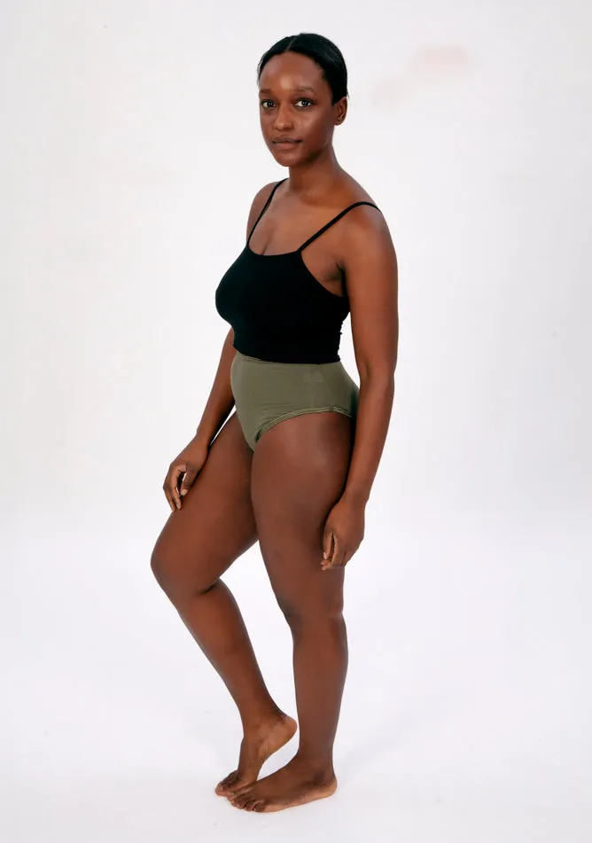 Olive High Waisted Period Pant - Super Heavy Absorbency
