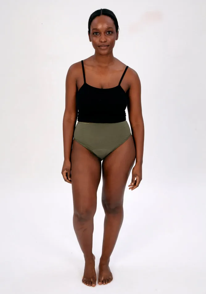 Olive High Waisted Period Pant - Super Heavy Absorbency
