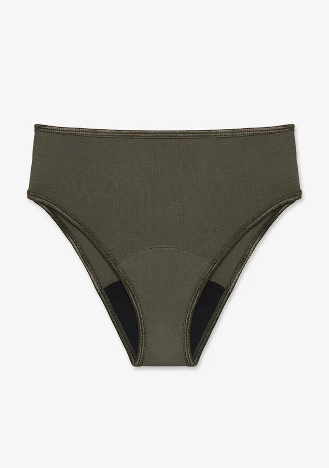 Olive High Waisted Period Pant - Super Heavy Absorbency