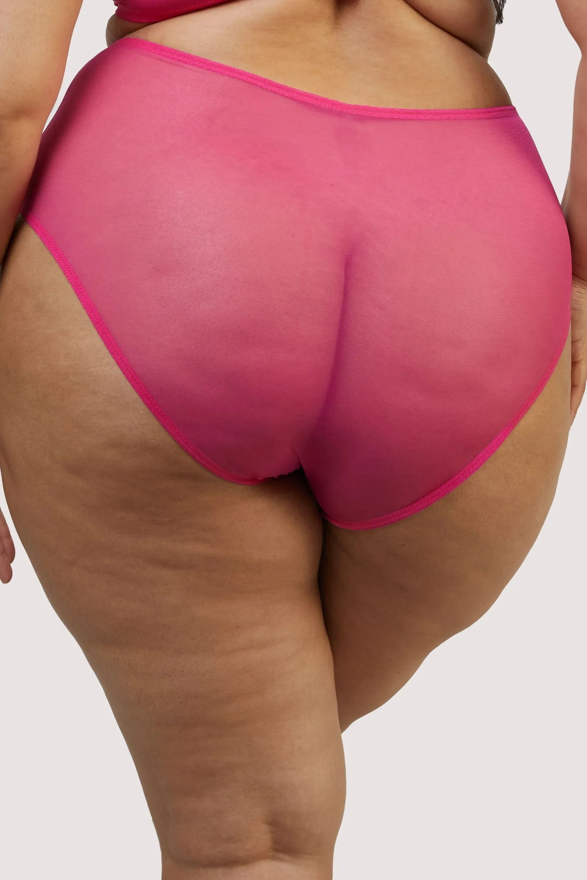 Olivia Pink Contrast Embroidery High Waist Brief - sizes 4-16