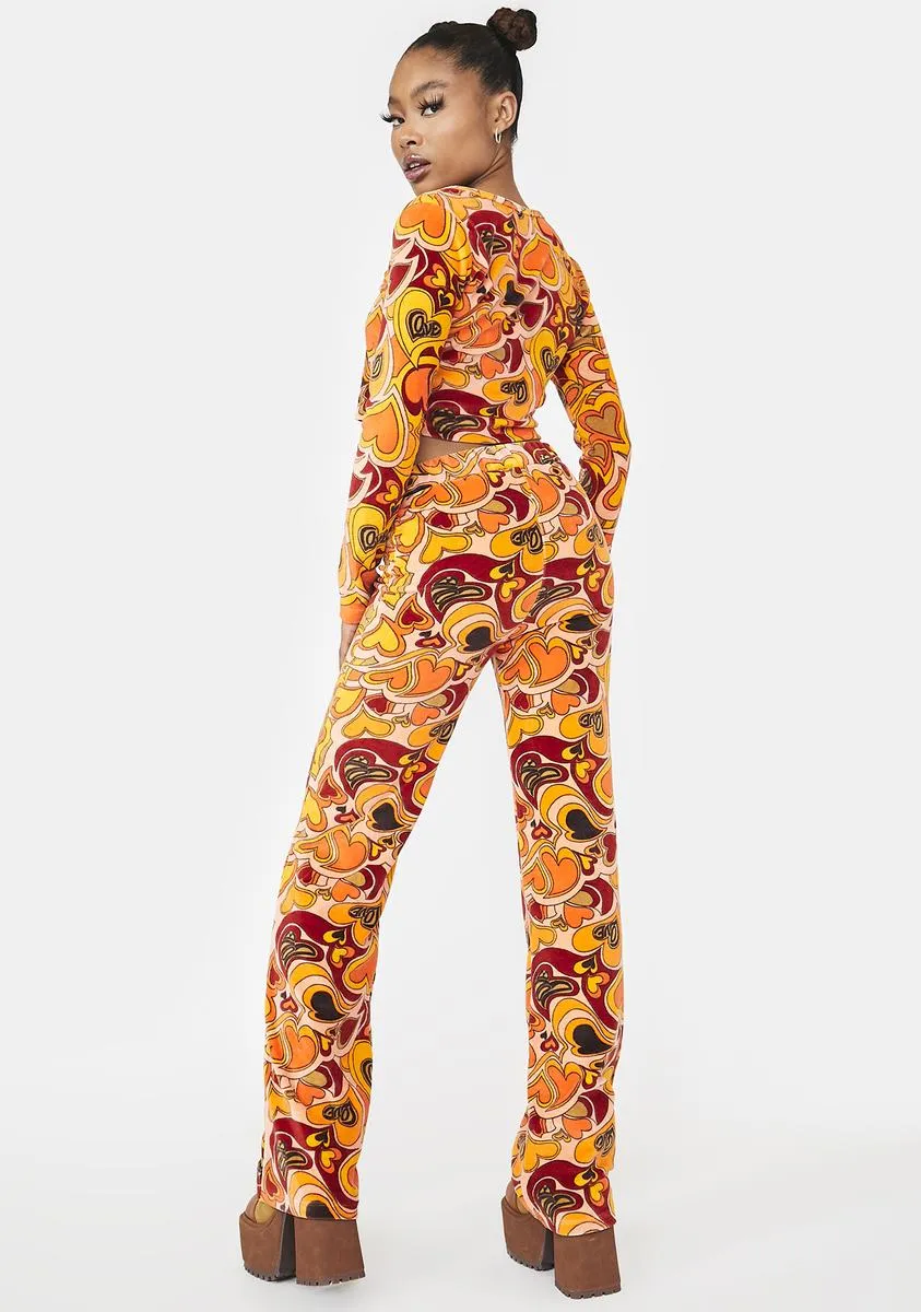Orange Velour Heart Trousers