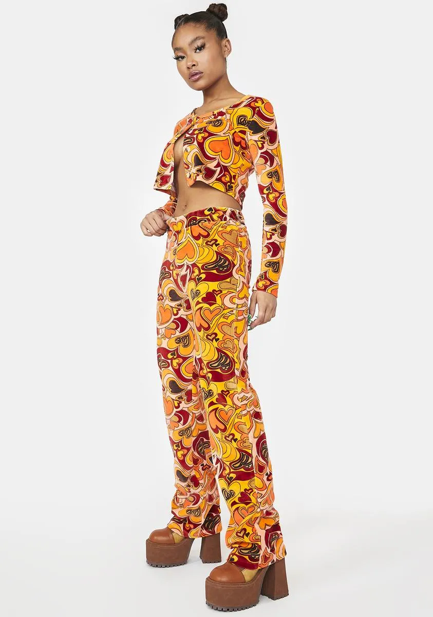 Orange Velour Heart Trousers
