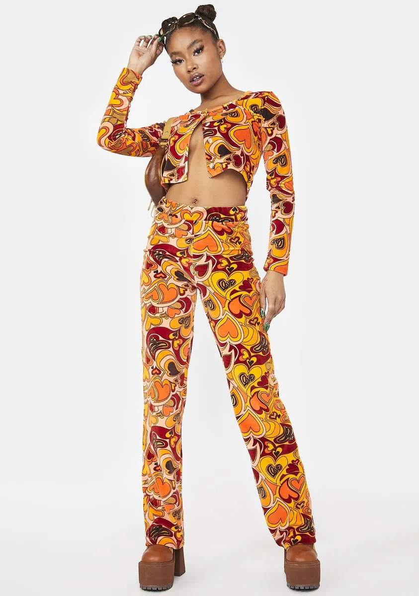Orange Velour Heart Trousers