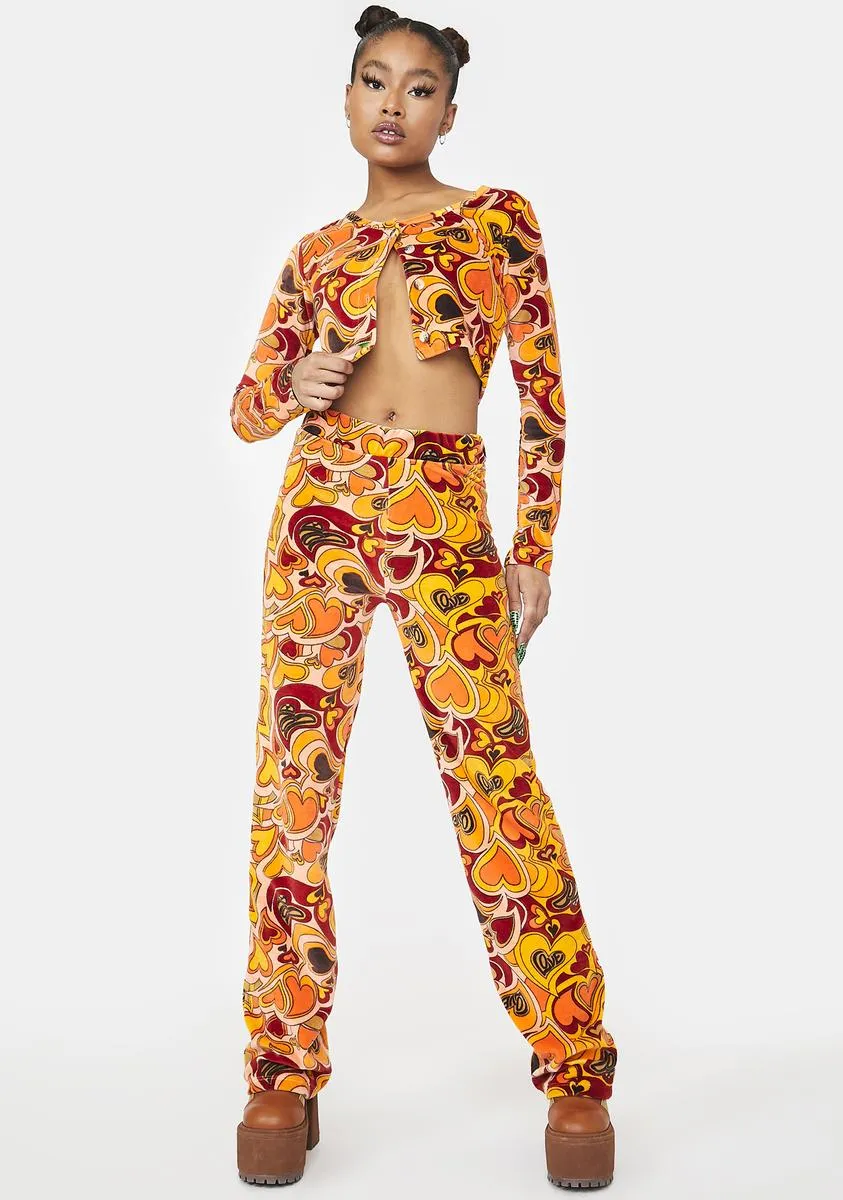 Orange Velour Heart Trousers