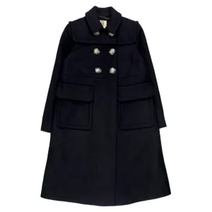 Orla Kiely Navy Wool Twill Duffle Coat