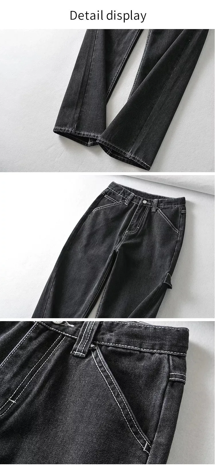 PAOLA: Baggy Denim Jeans mit weissen Ziernähten