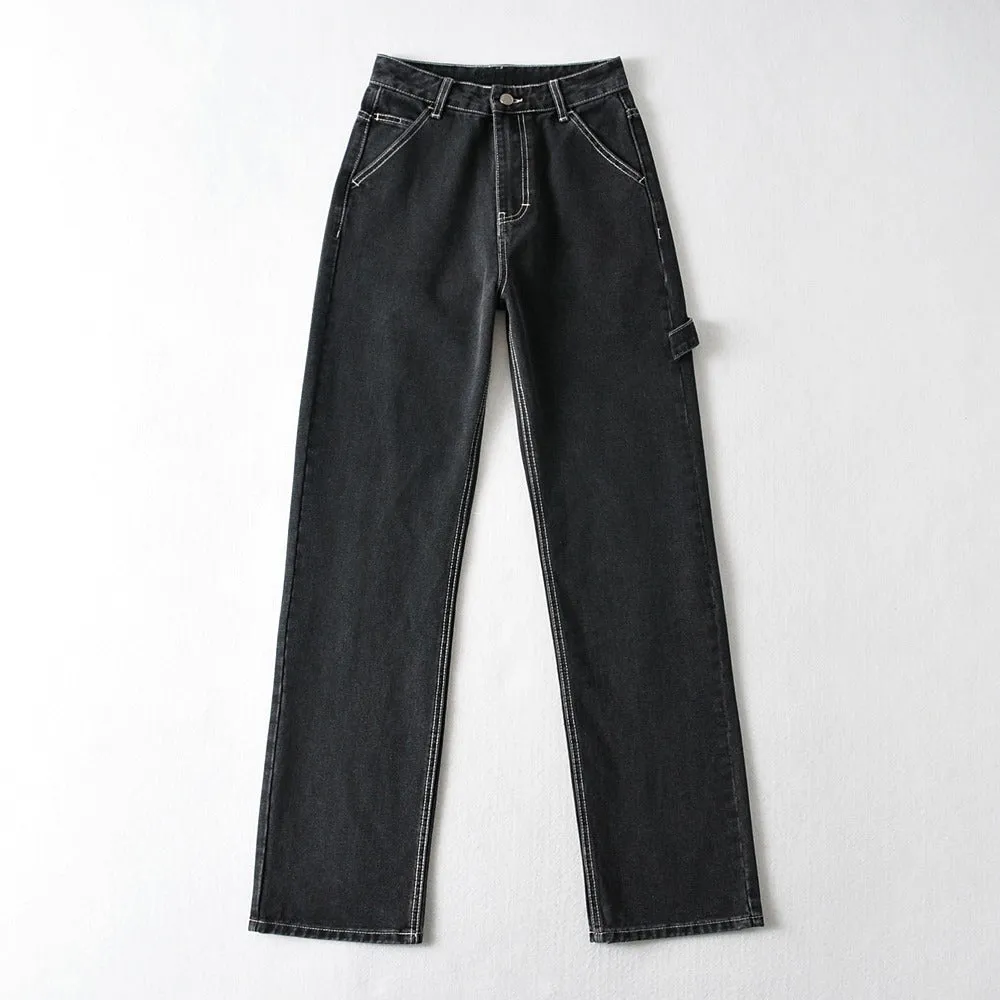 PAOLA: Baggy Denim Jeans mit weissen Ziernähten