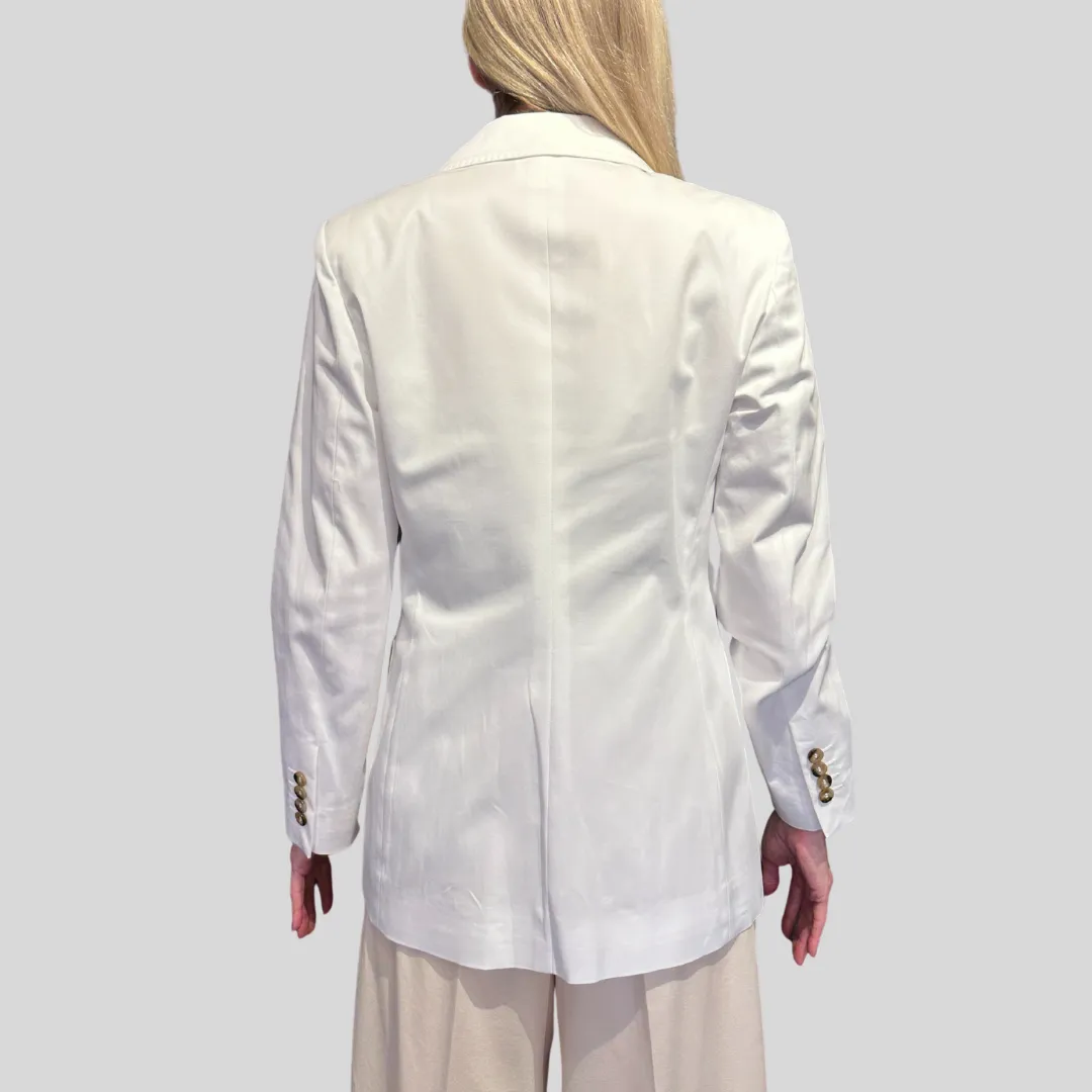 Patch Pocket Double Breasted Blazer - White