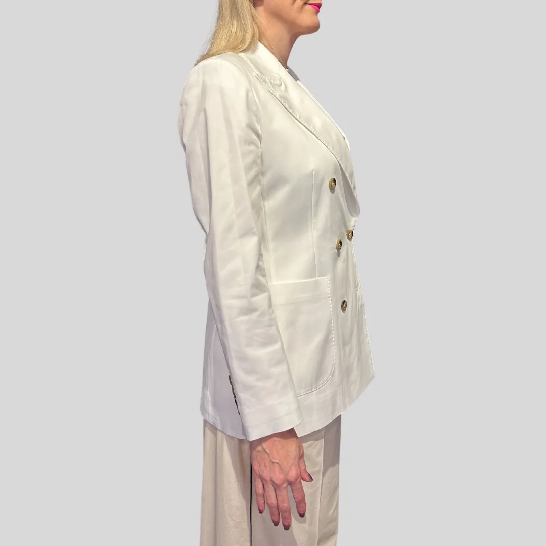 Patch Pocket Double Breasted Blazer - White