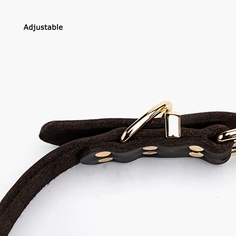 PAWS ASIA Suppliers Hot High Quality Luxury Thick Genuine Cowhide Leather Dog Collar