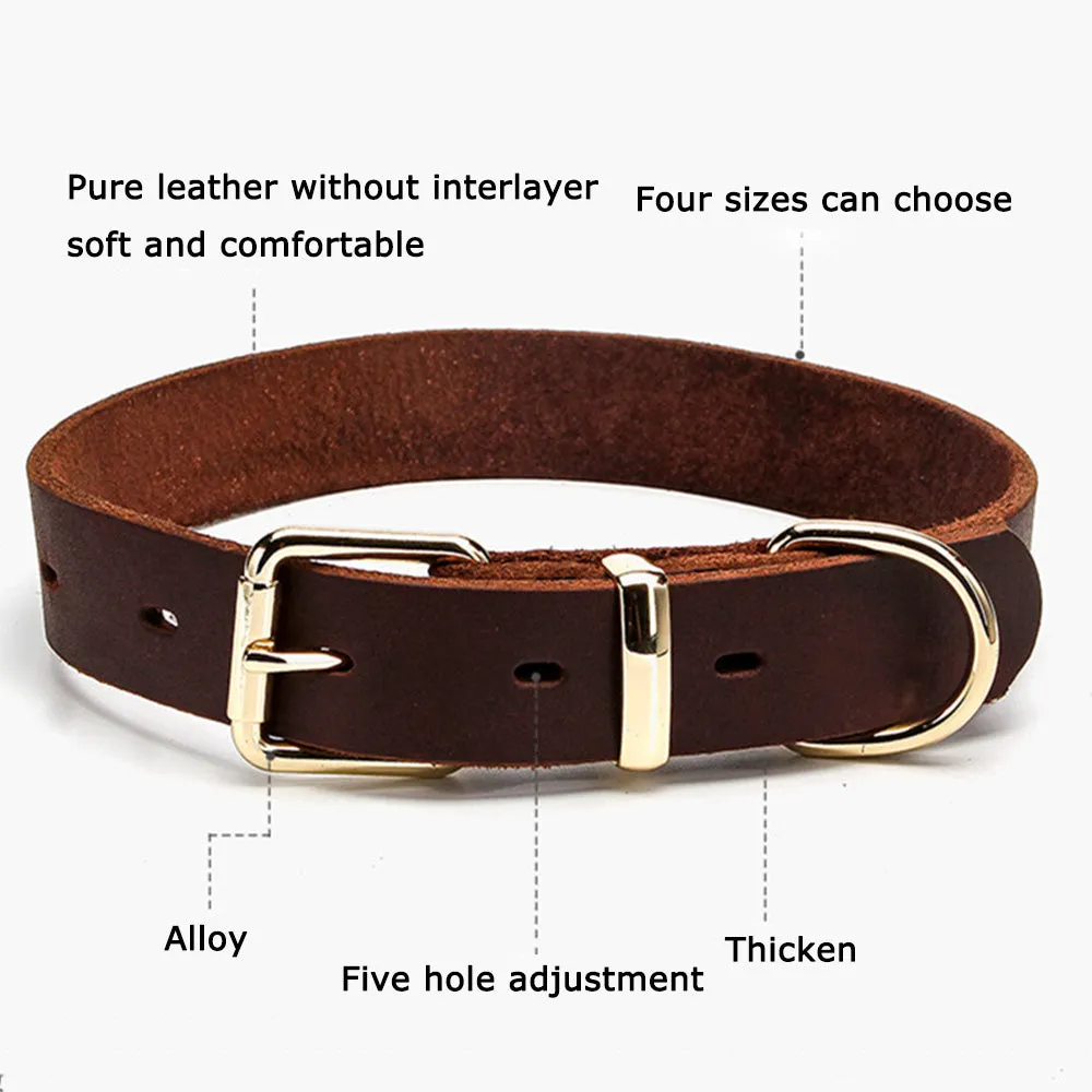 PAWS ASIA Suppliers Hot High Quality Luxury Thick Genuine Cowhide Leather Dog Collar