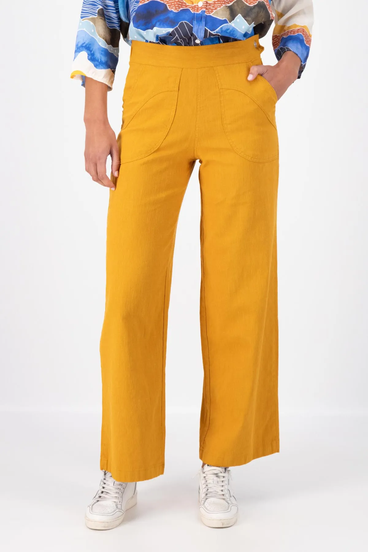 Peggy Long Pants Lino Mustard Yellow in Linen
