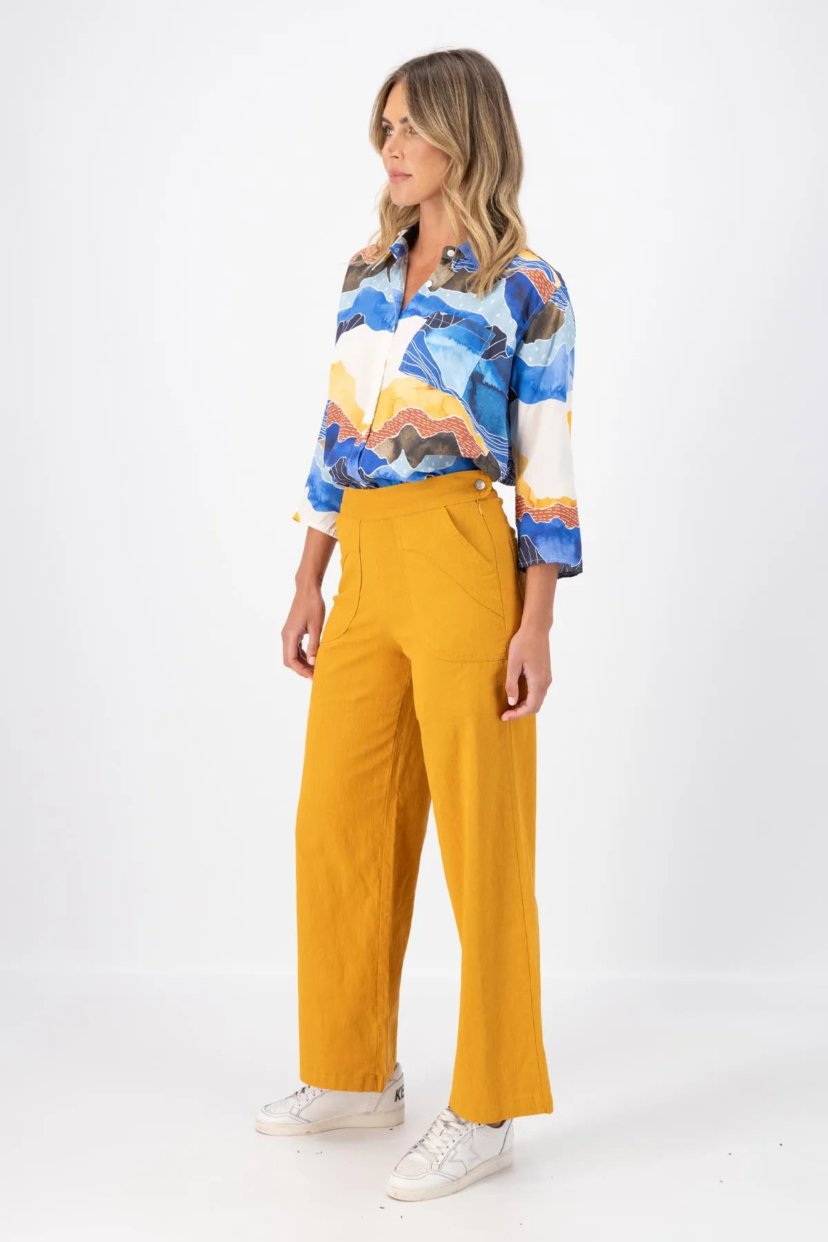Peggy Long Pants Lino Mustard Yellow in Linen