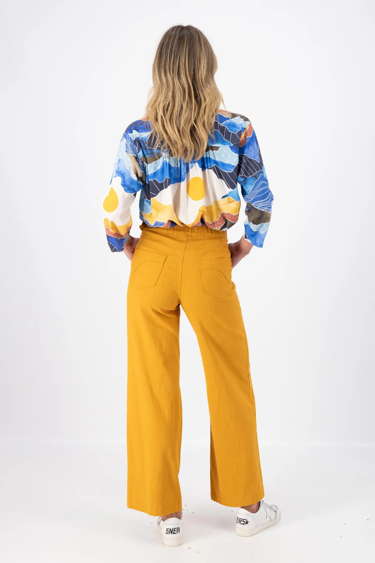 Peggy Long Pants Lino Mustard Yellow in Linen