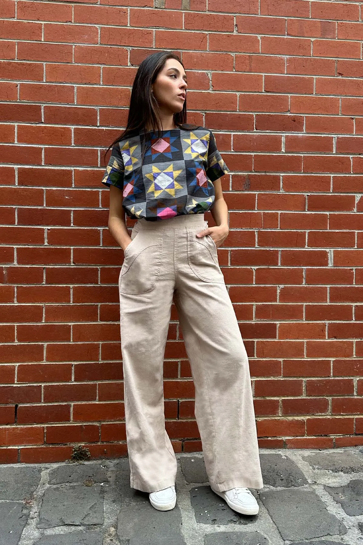 Peggy Long Pants Lino Oat in Linen