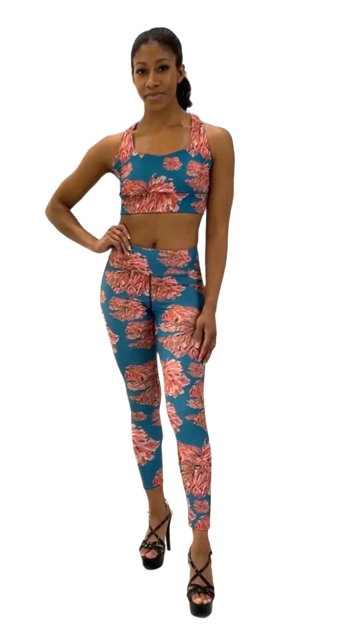Peonies High Waist Pocket Leggings