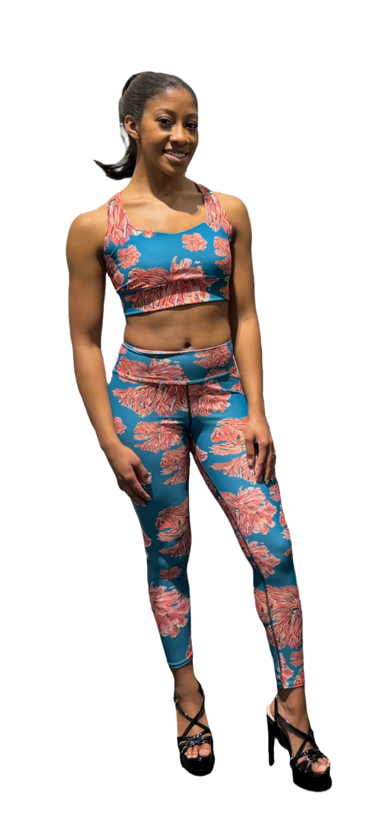 Peonies High Waist Pocket Leggings