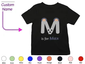 Personalized Kids Tshirt Gift For Toddler Girls with Initials M On Shirt