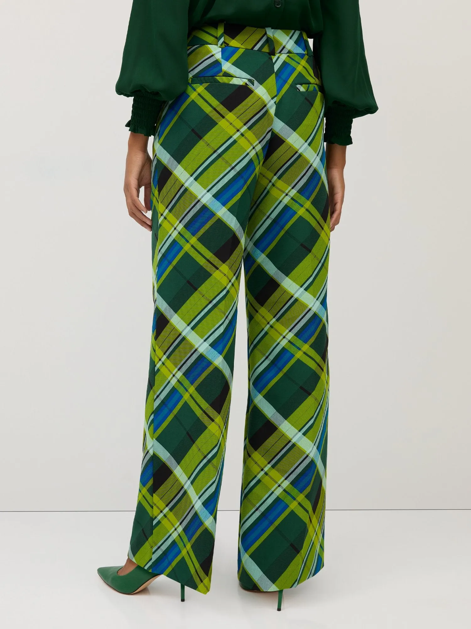 Petite Plaid High-Waisted Wide-Leg Pant