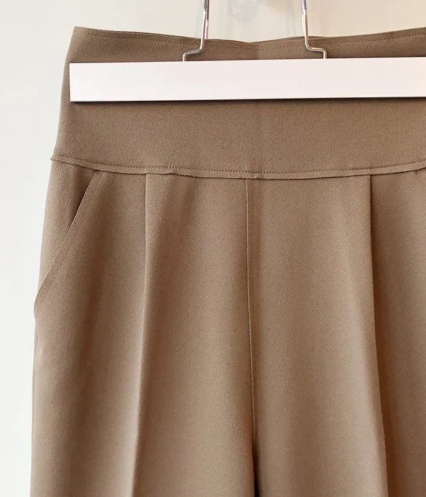 PHEENY/AMUNZEN HIGH WAIST TAPERED PANTS(KHAKI BROWN)