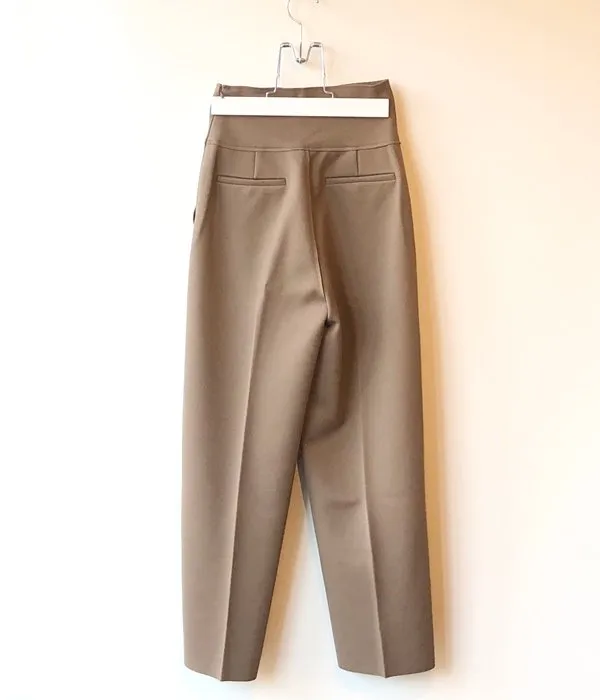 PHEENY/AMUNZEN HIGH WAIST TAPERED PANTS(KHAKI BROWN)