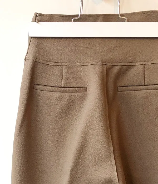 PHEENY/AMUNZEN HIGH WAIST TAPERED PANTS(KHAKI BROWN)